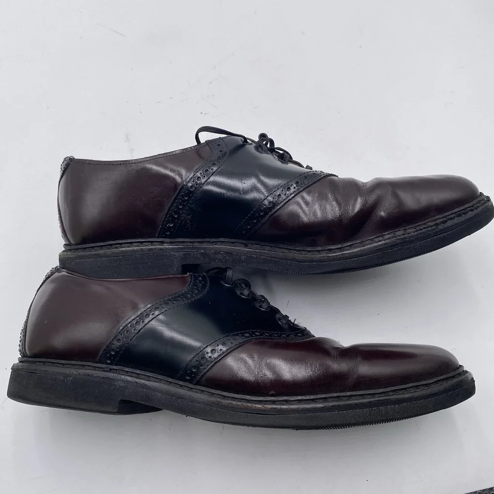 Allen Edmonds Shelton Men's Leather Saddle Oxford Sz 10.5‎ C Black/Burgundy WEAR